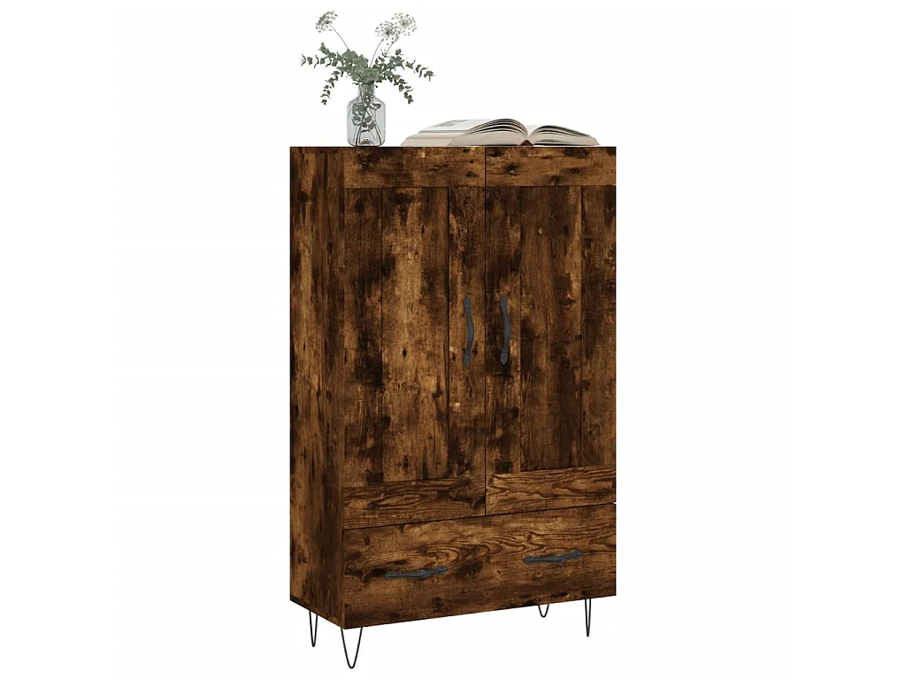 Buffet haut chêne fumé 69,5x31x115 cm bois d'ingénierie QWE25120