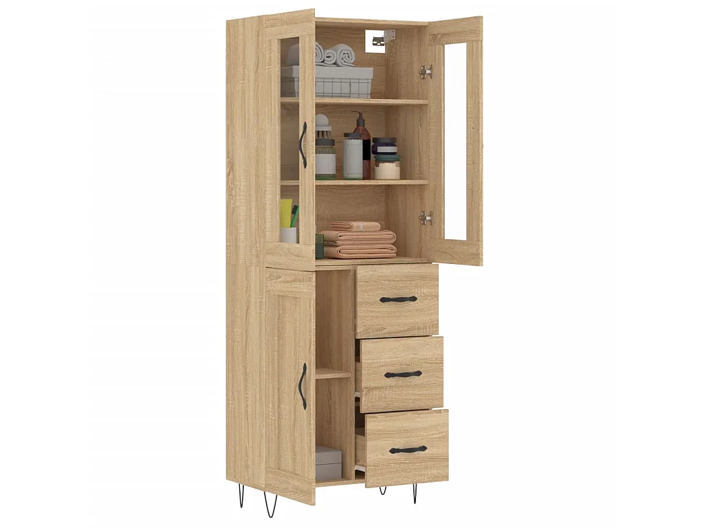 Buffet haut Chêne sonoma 69,5x34x180 cm Bois d'ingénierie WOS3551