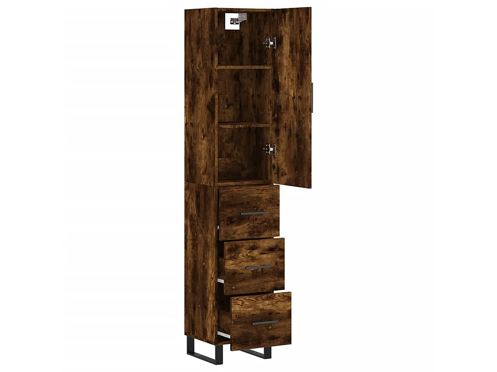 Buffet haut Chêne fumé 34,5x34x180 cm Bois d'ingénierie QWE49931