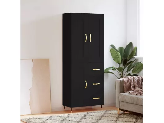 Kauf Unique Highboard,Kommode Schwarz 69,5x34x180 cm Holzwerkstoff -gkd123830