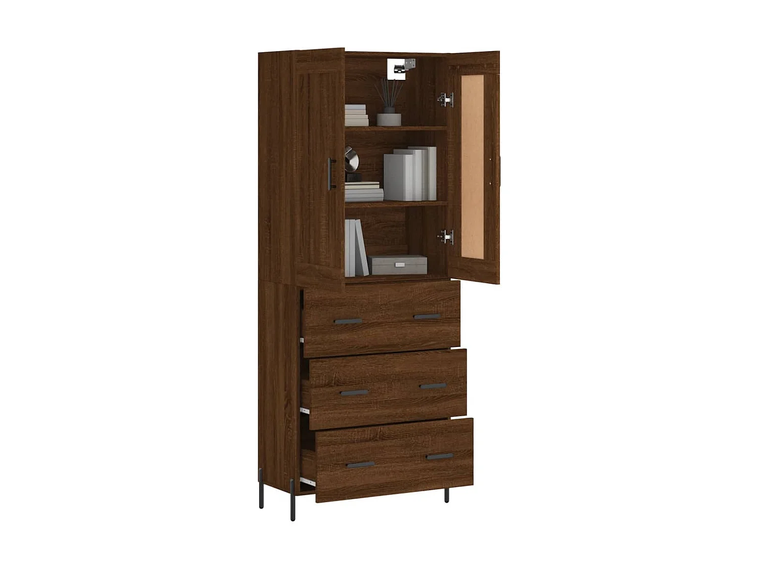 Buffet haut Chêne marron 69,5x34x180 cm Bois d'ingénierie QWE72435