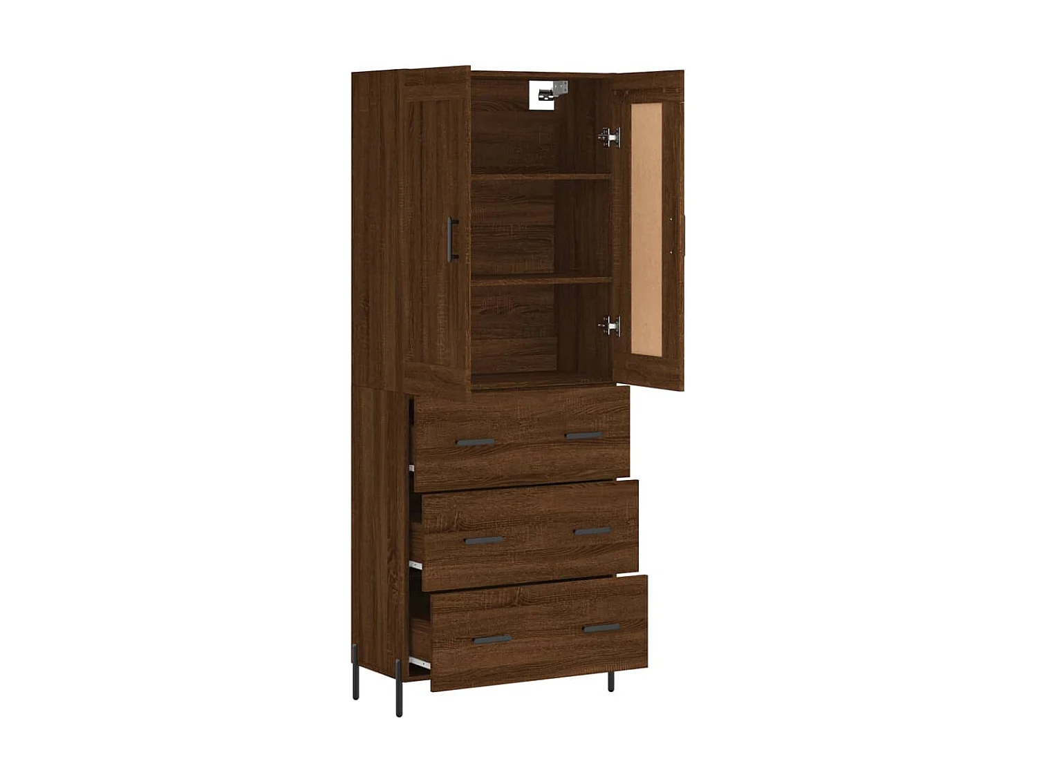 Buffet haut Chêne marron 69,5x34x180 cm Bois d'ingénierie QWE72435