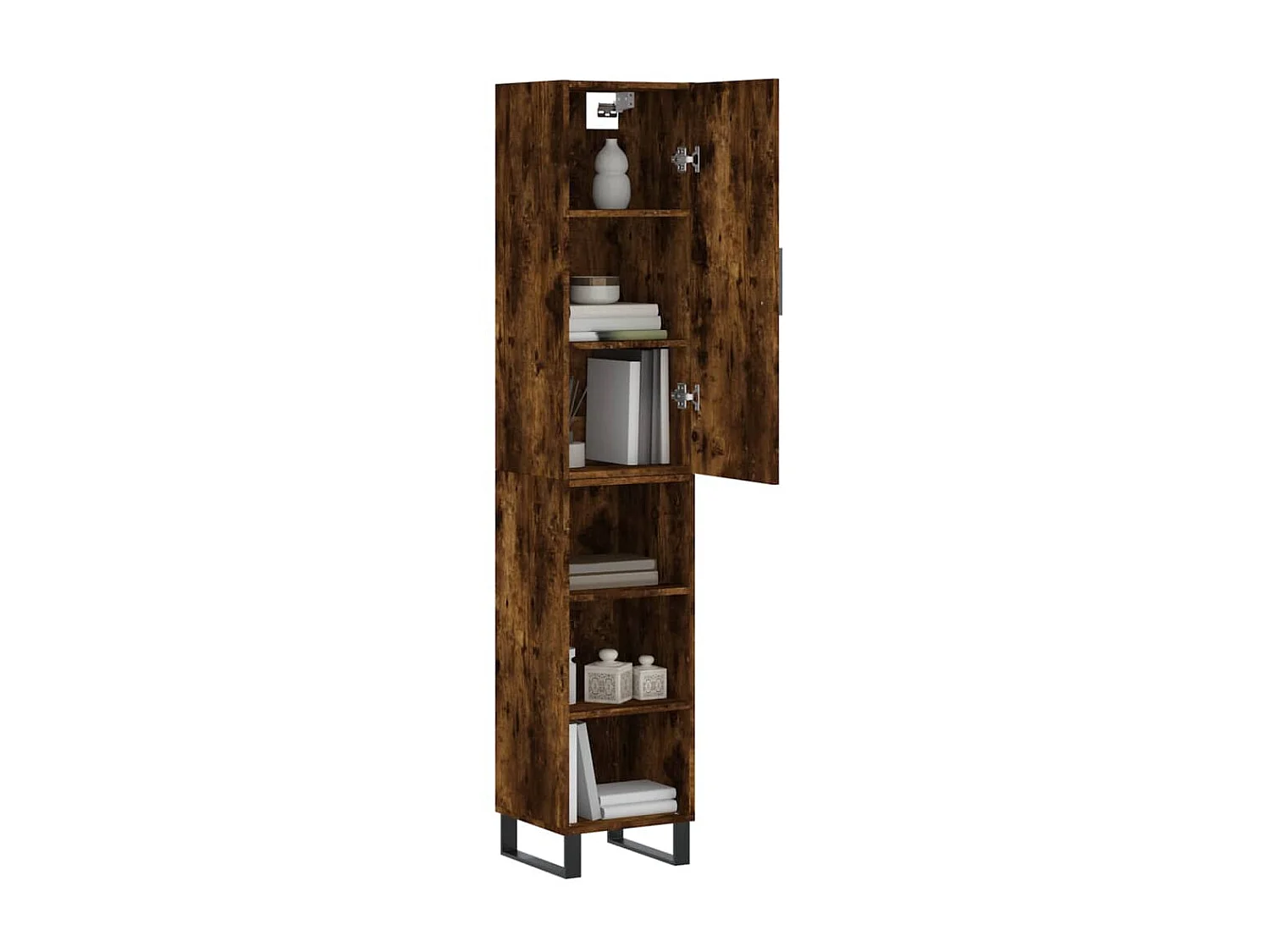 Buffet haut Chêne fumé 34,5x34x180 cm Bois d'ingénierie QWE50620