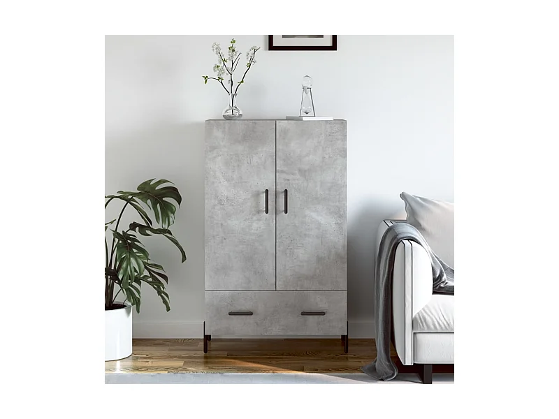 Aparador alto 69,5x31x115 cm derivados de madeira cinza-cimento PT884808