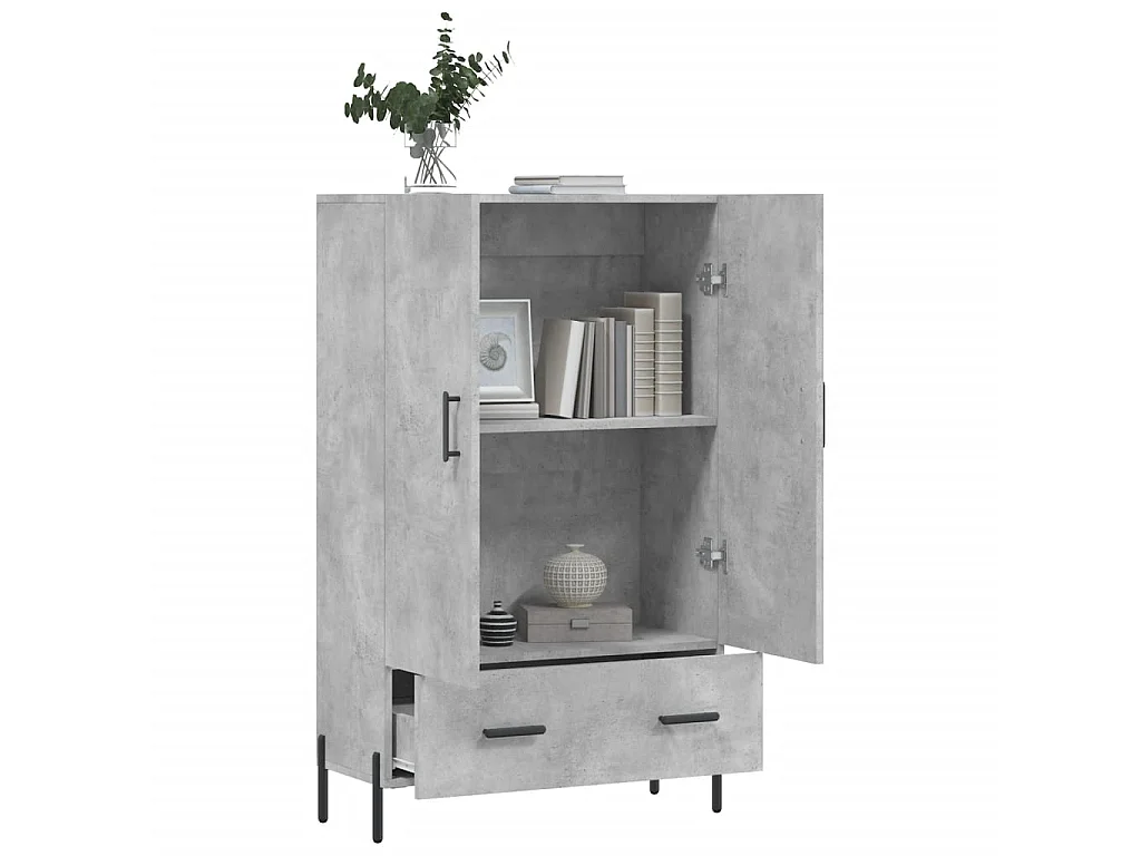 Buffet haut gris béton 69,5x31x115 cm bois d'ingénierie QWE21666