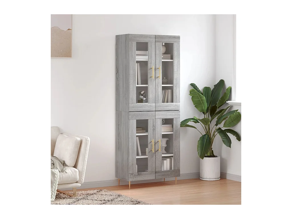 Highboard,Kommode Grau Sonoma 69,5x34x180 cm Holzwerkstoff -gkd986168