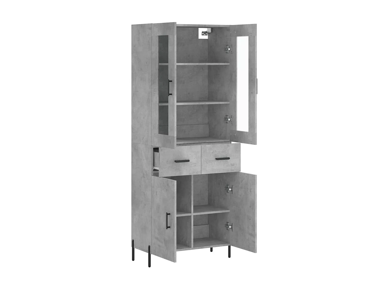 Highboard,Kommode Betongrau 69,5x34x180 cm Holzwerkstoff -gkd262097