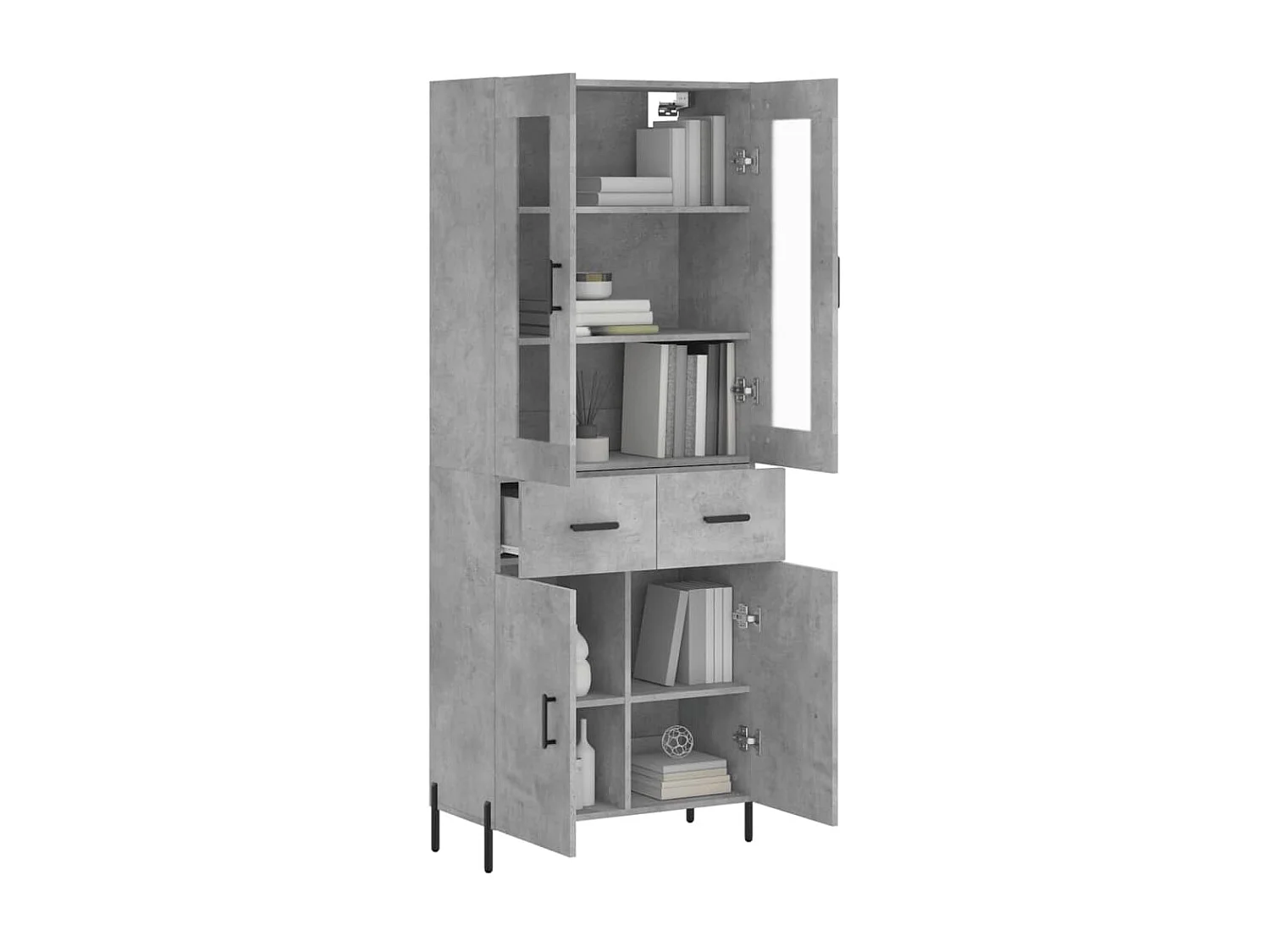 Highboard,Kommode Betongrau 69,5x34x180 cm Holzwerkstoff -gkd262097