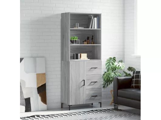 Kauf Unique Highboard,Kommode Grau Sonoma 69,5x34x180 cm Holzwerkstoff -gkd403345