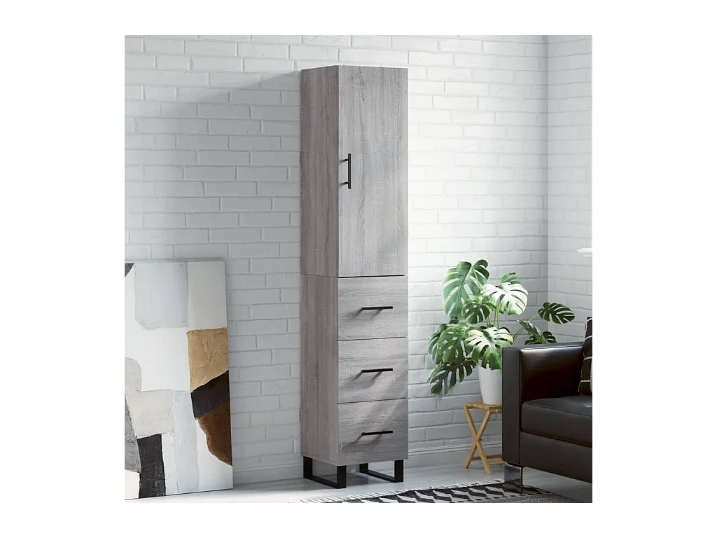 Buffet haut Sonoma gris 34,5x34x180 cm Bois d'ingénierie QWE57889