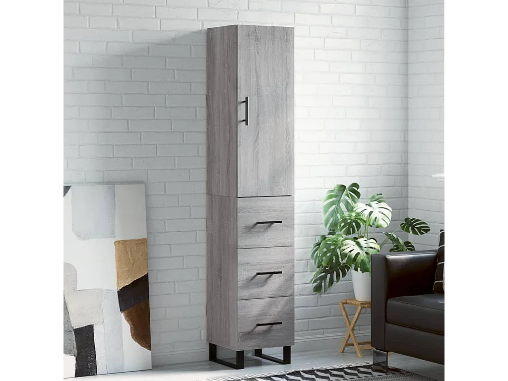 Highboard,Kommode Grau Sonoma 34,5x34x180 cm Holzwerkstoff -gkd788208