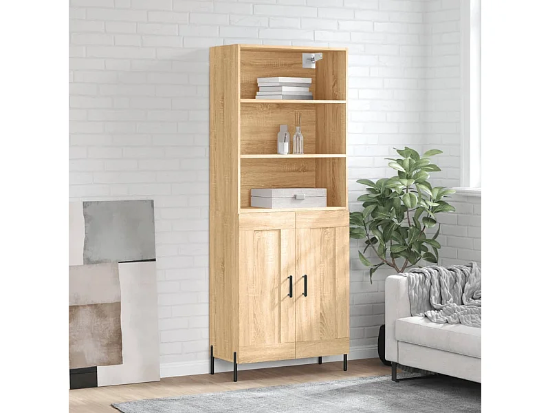 Buffet haut Chêne sonoma 69,5x34x180 cm Bois d'ingénierie QWE20976