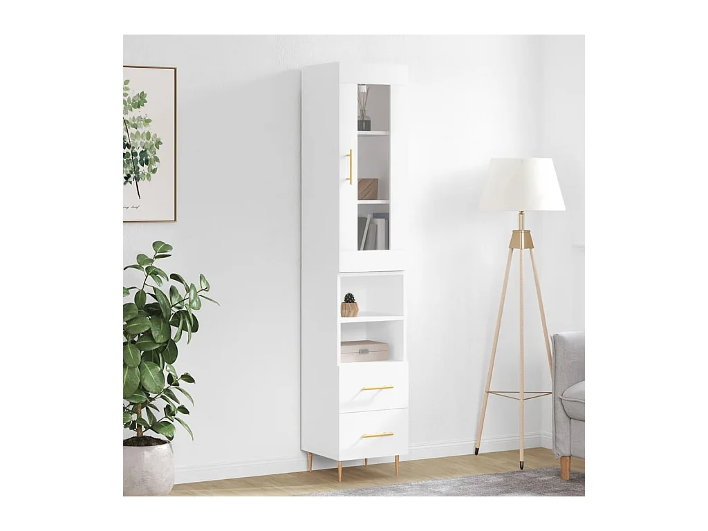 Highboard,Kommode Weiß 34,5x34x180 cm Holzwerkstoff -gkd27311