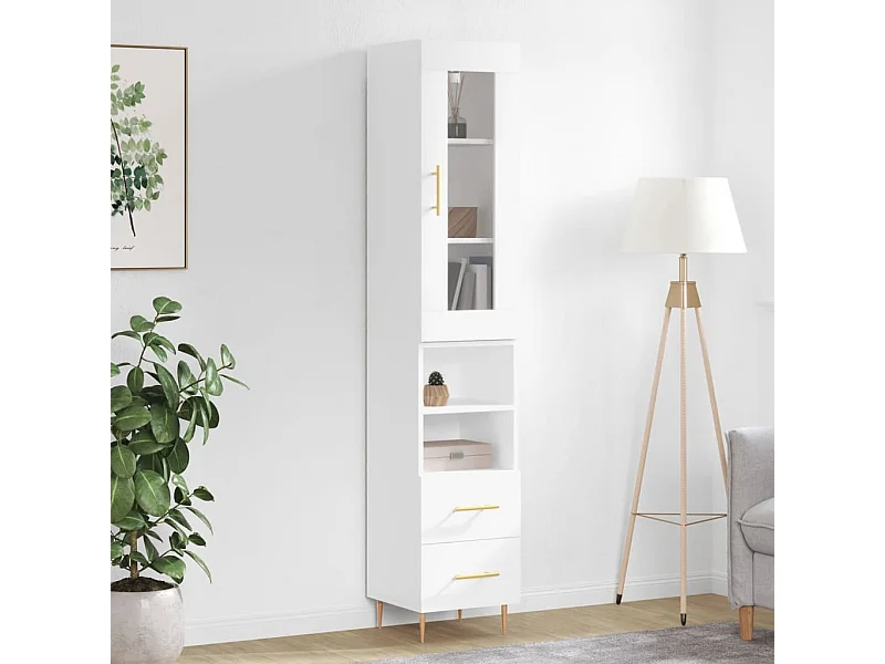Highboard,Kommode Weiß 34,5x34x180 cm Holzwerkstoff -gkd27311