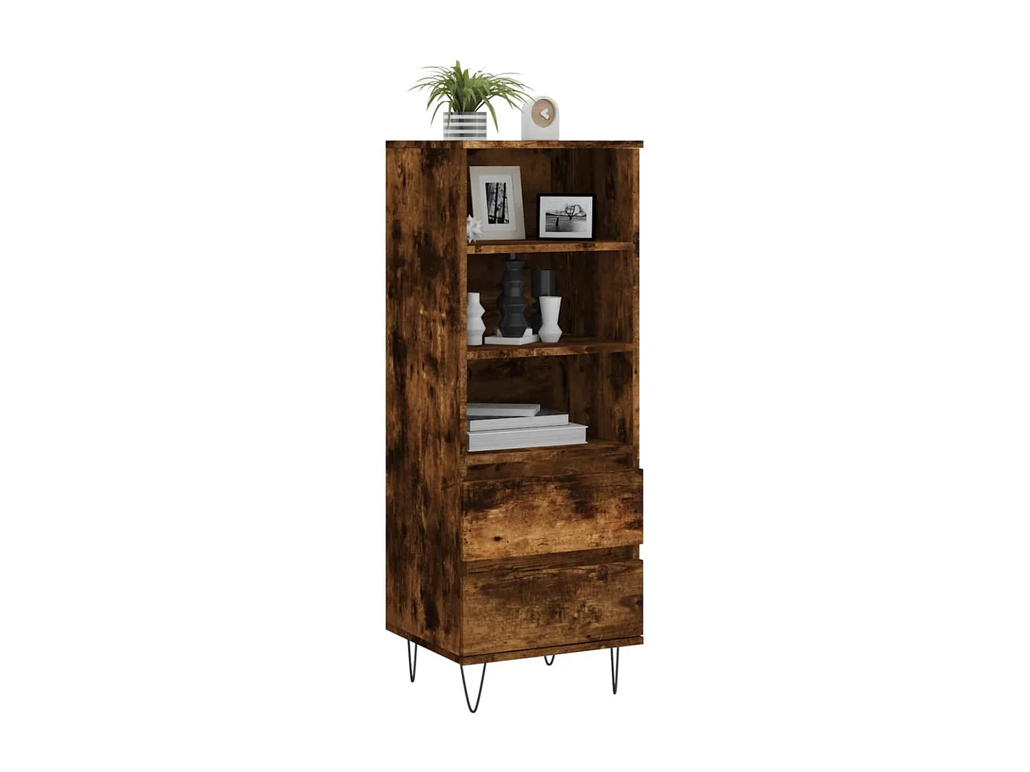 Highboard,Kommode Räuchereiche 40x36x110 cm Holzwerkstoff -gkd652560