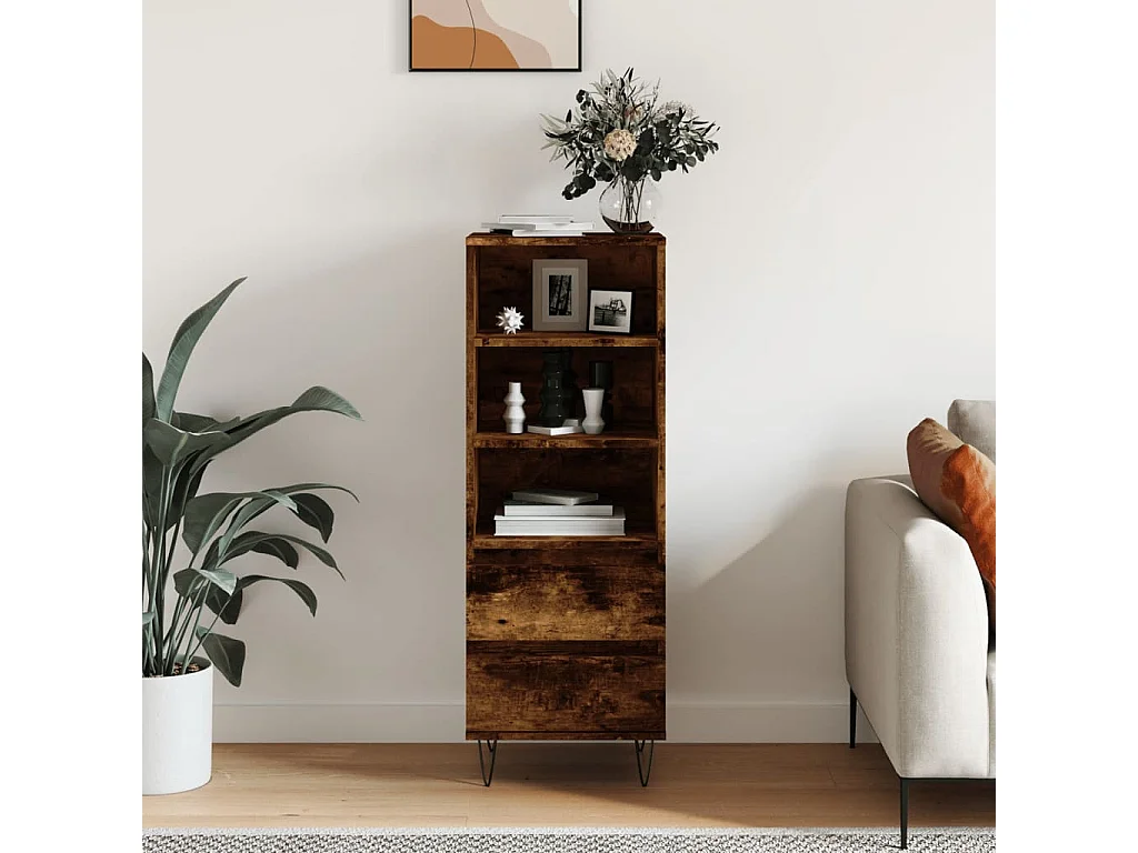 Buffet haut Chêne fumé 40x36x110 cm Bois d'ingénierie LSF7204