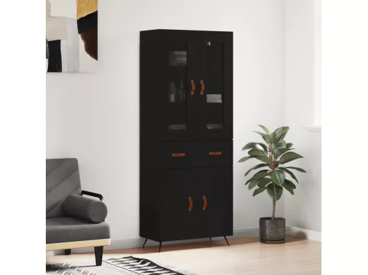 Kauf Unique Highboard,Kommode Schwarz 69,5x34x180 cm Holzwerkstoff -gkd408885