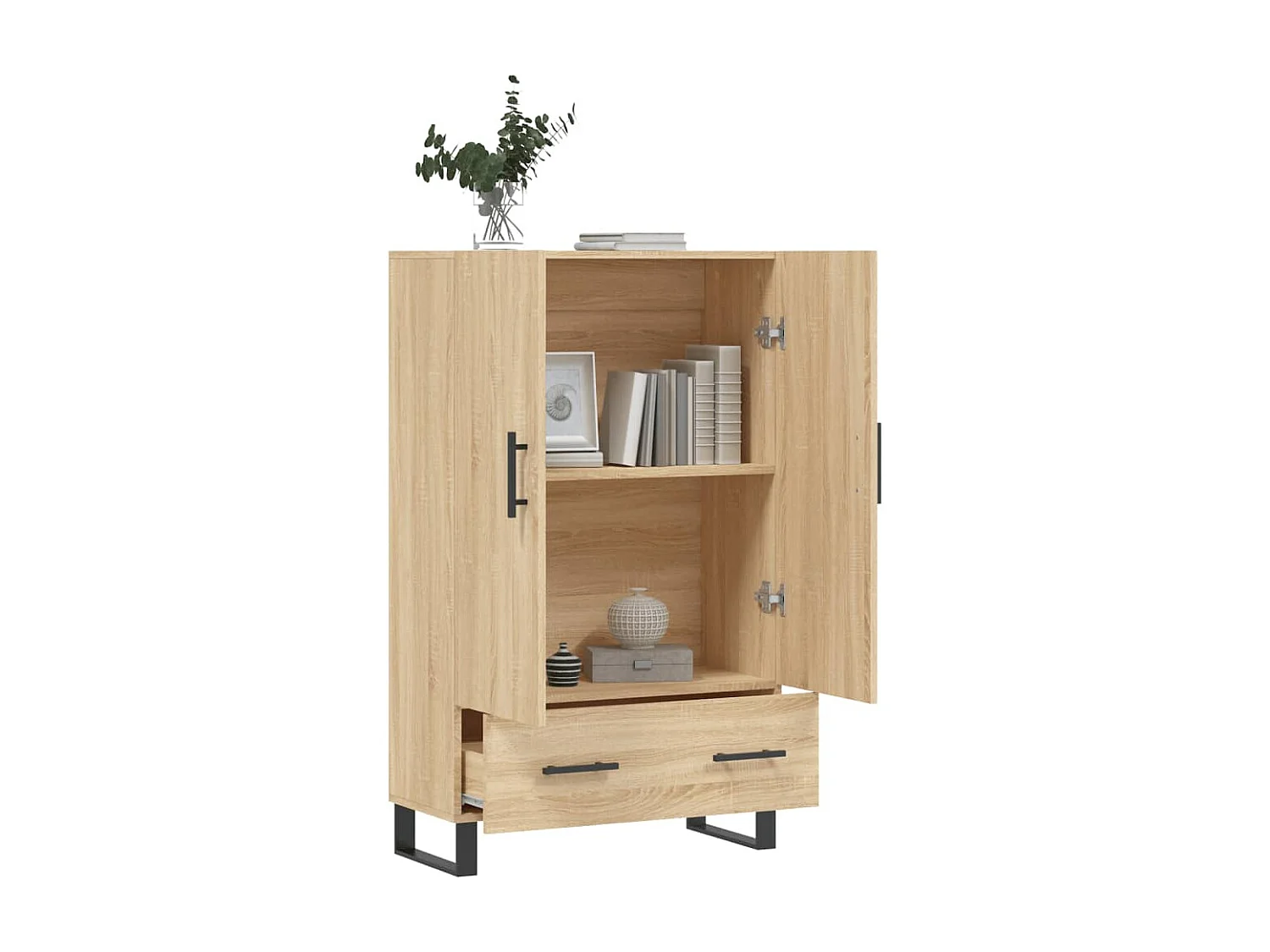 Buffet haut chêne sonoma 69,5x31x115 cm bois d'ingénierie QWE71313