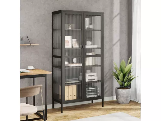 Kauf Unique Highboard,Kommode Schwarz 85x40x180 cm Glas und Stahl -gkd727786