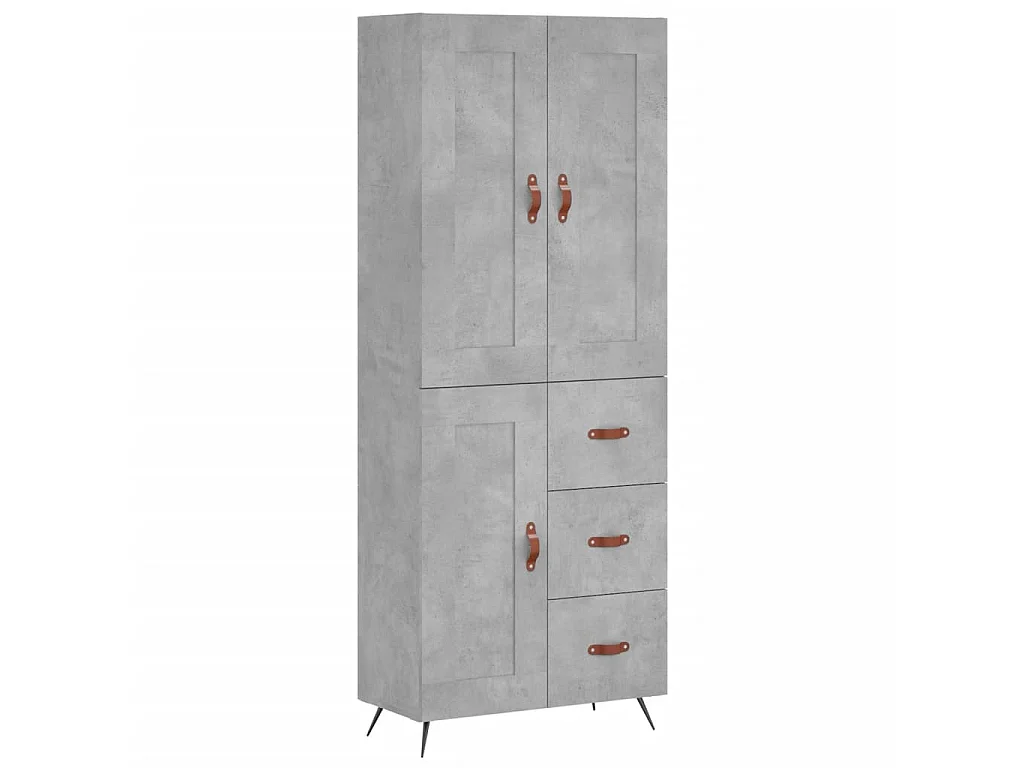 Aparador alto madera contrachapada gris hormigón 69,5x34x180 cm ES35669