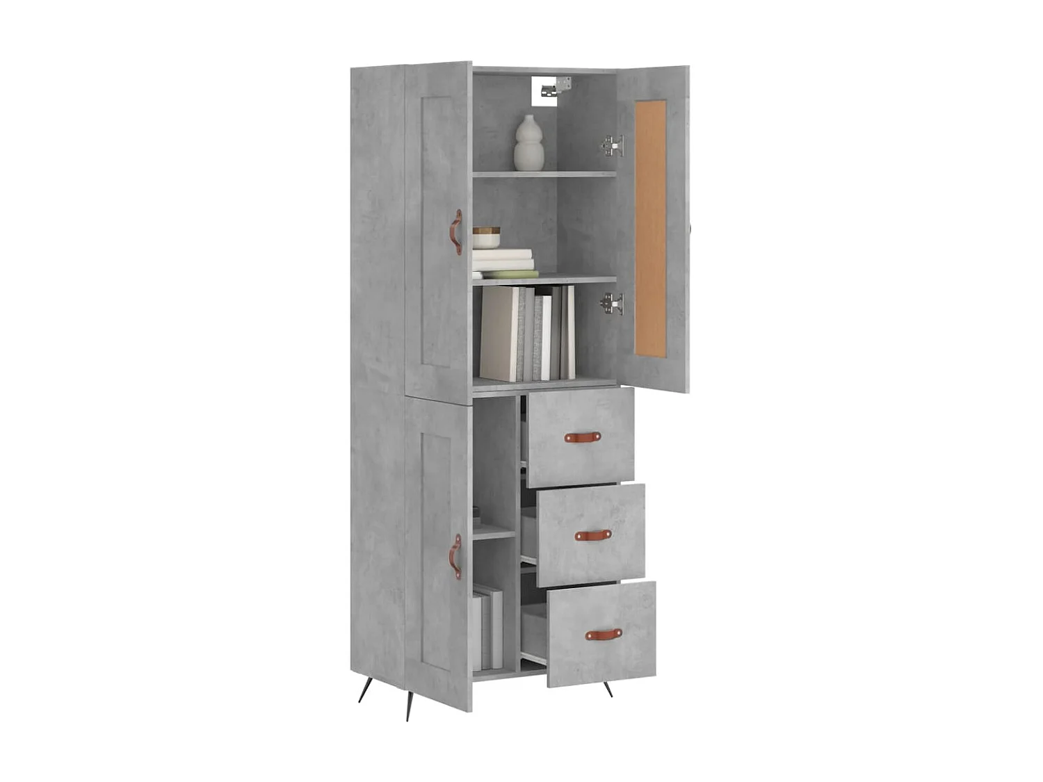 Aparador alto madera contrachapada gris hormigón 69,5x34x180 cm ES35669