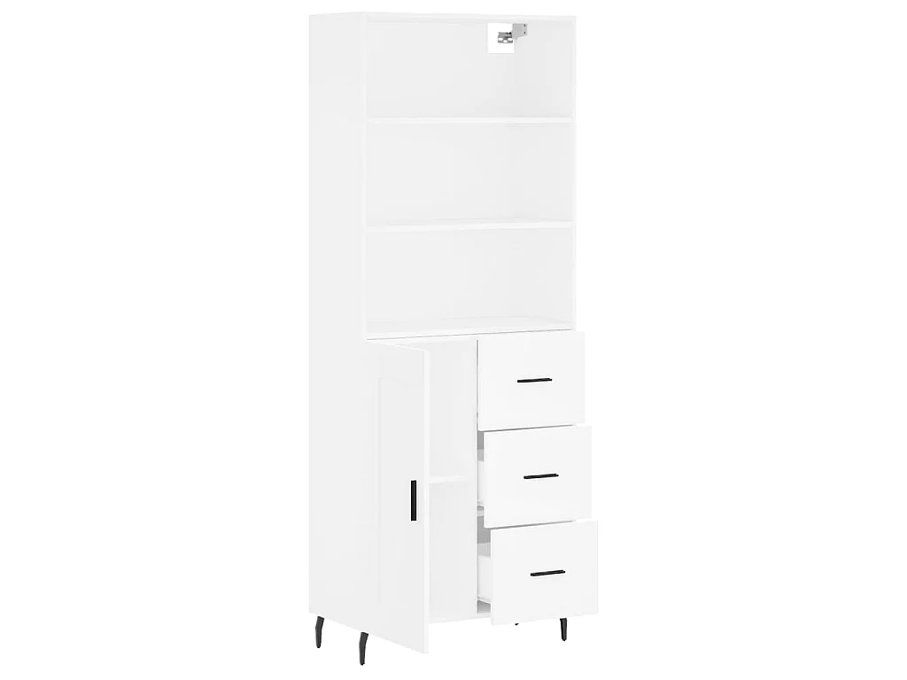 Buffet haut Blanc 69,5x34x180 cm Bois d'ingénierie QWE18625