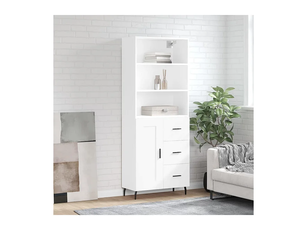 Buffet haut Blanc 69,5x34x180 cm Bois d'ingénierie QWE18625