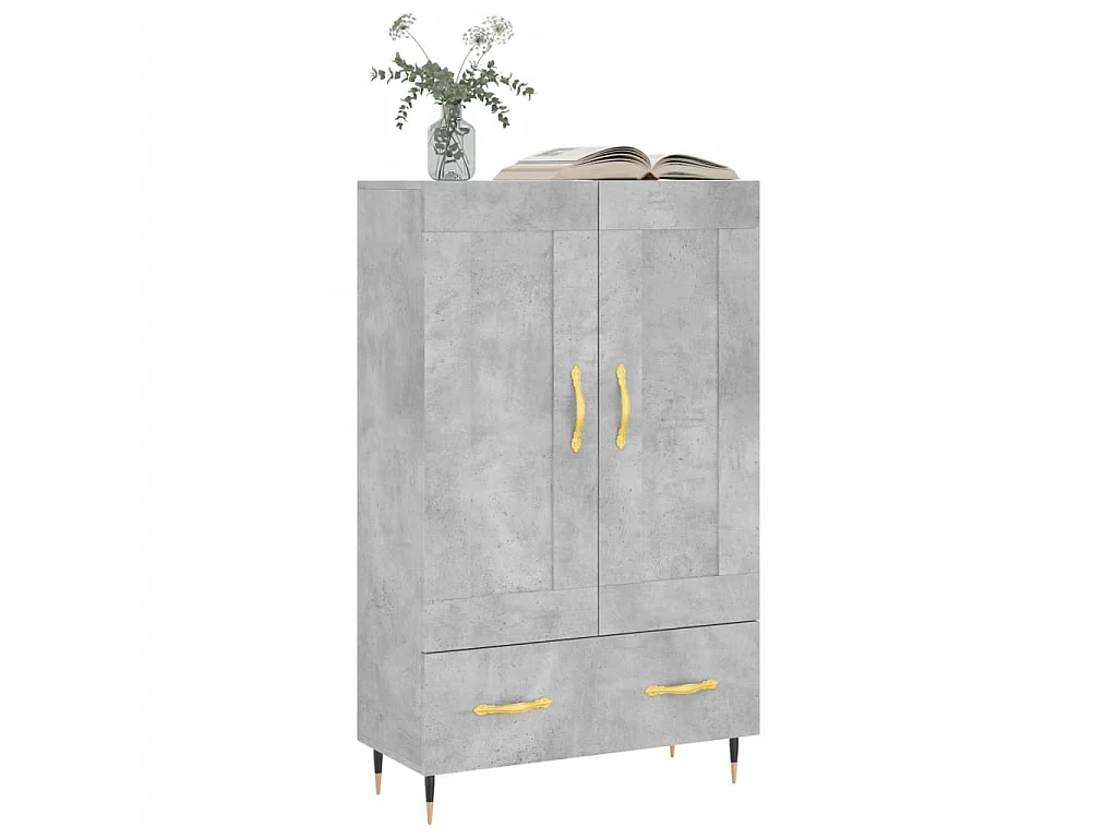 Buffet haut gris béton 69,5x31x115 cm bois d'ingénierie QWE15085
