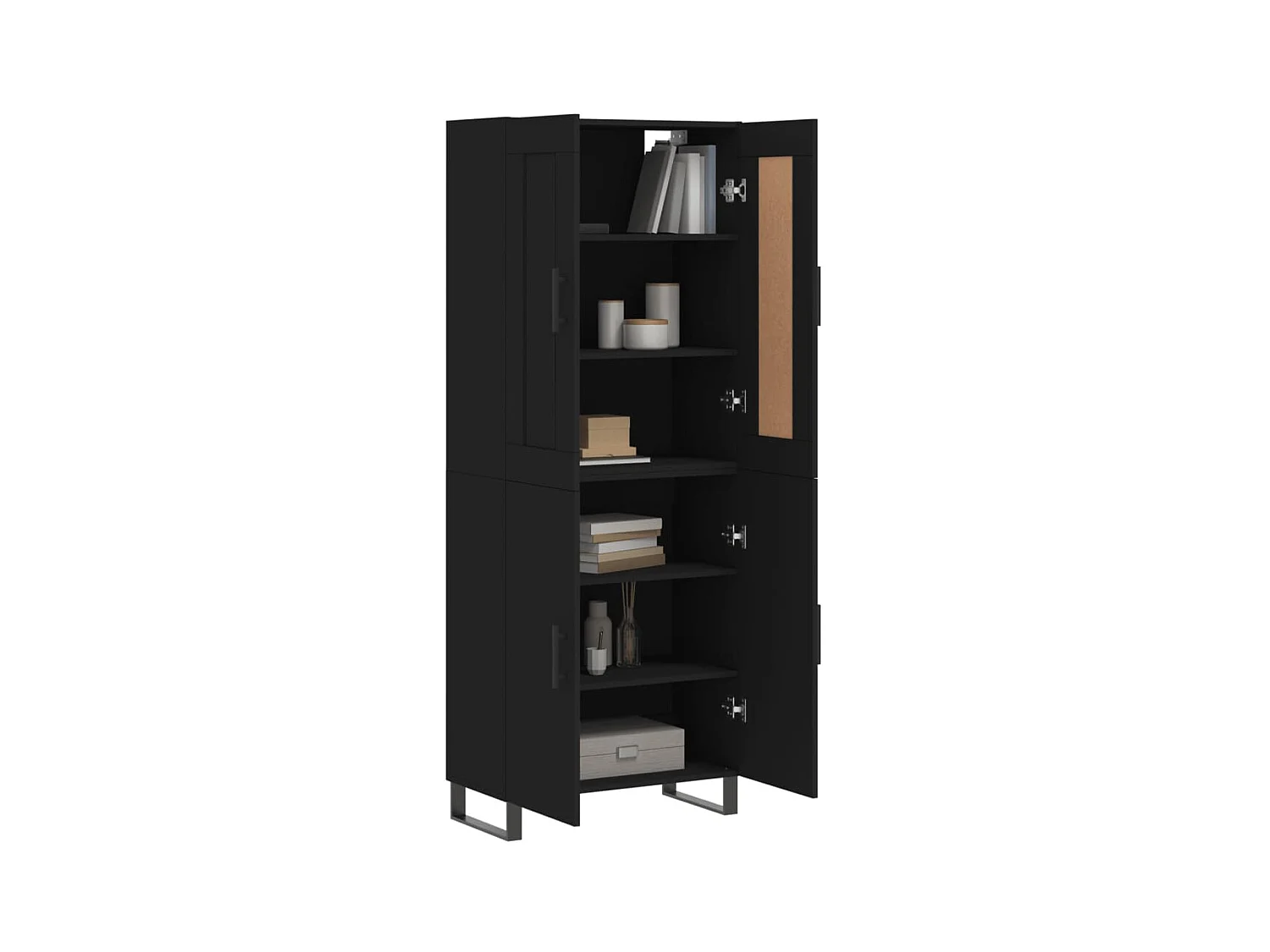 Highboard,Kommode Schwarz 69,5x34x180 cm Holzwerkstoff -gkd385651