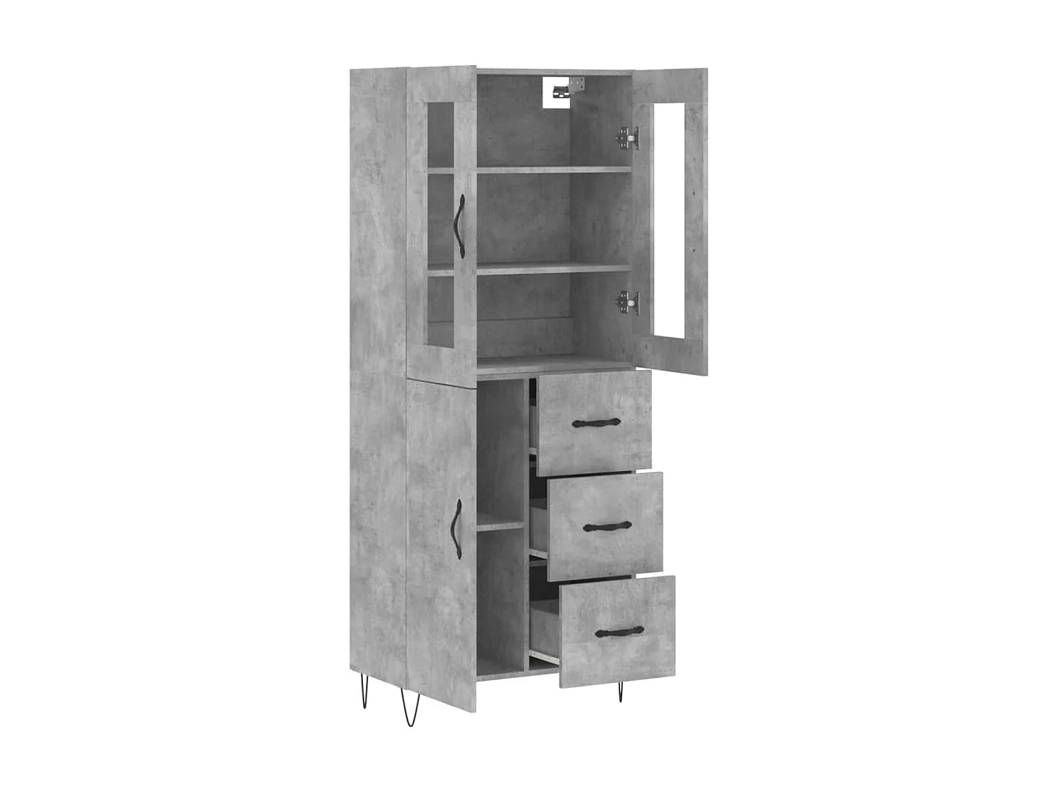 Highboard,Kommode Betongrau 69,5x34x180 cm Holzwerkstoff -gkd195910