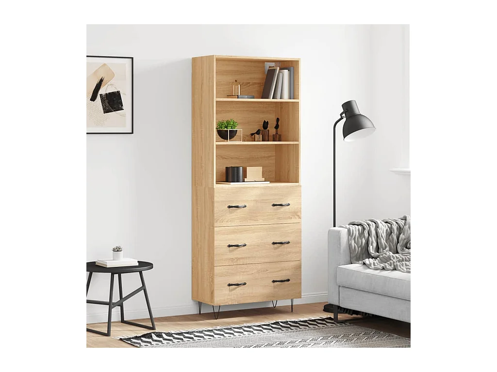 Buffet haut Chêne sonoma 69,5x34x180 cm Bois d'ingénierie QWE17206