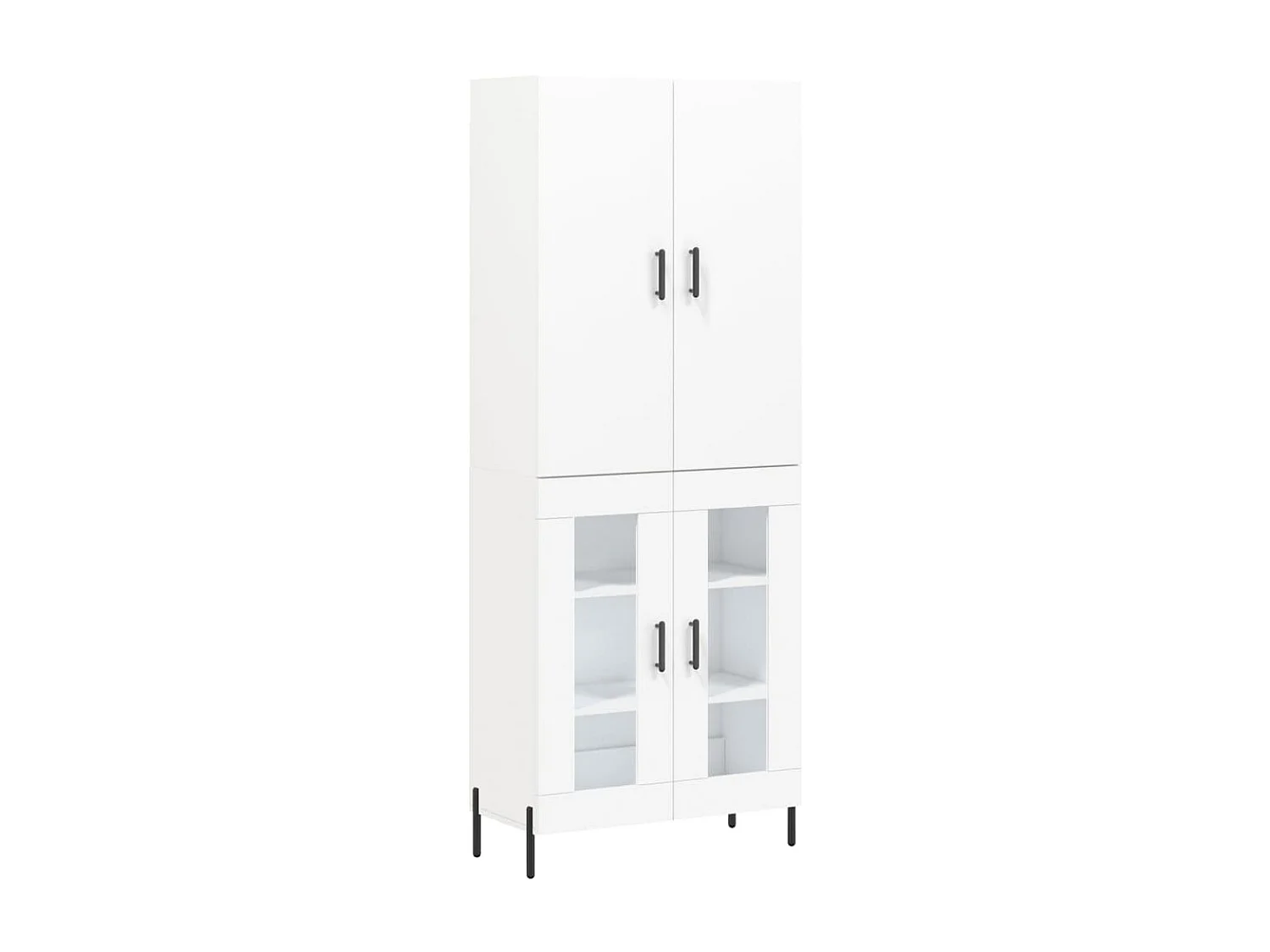 Hoge kast 69,5x34x180 cm bewerkt hout wit NL464393
