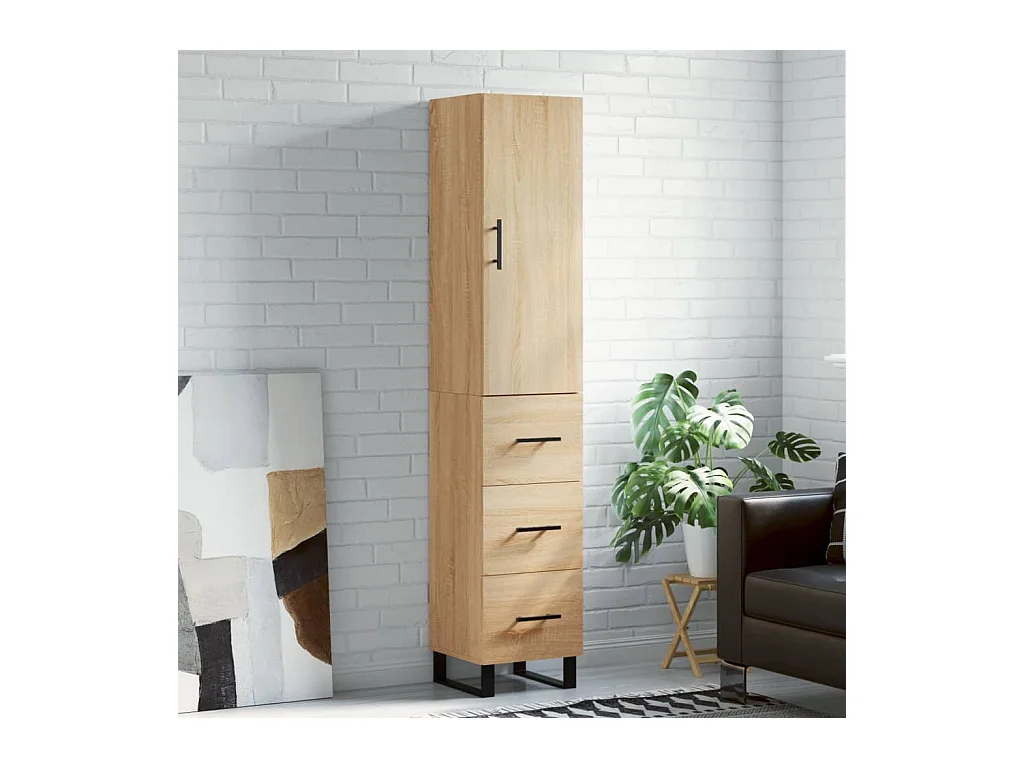 Buffet haut Chêne sonoma 34,5x34x180 cm Bois d'ingénierie QWE22990