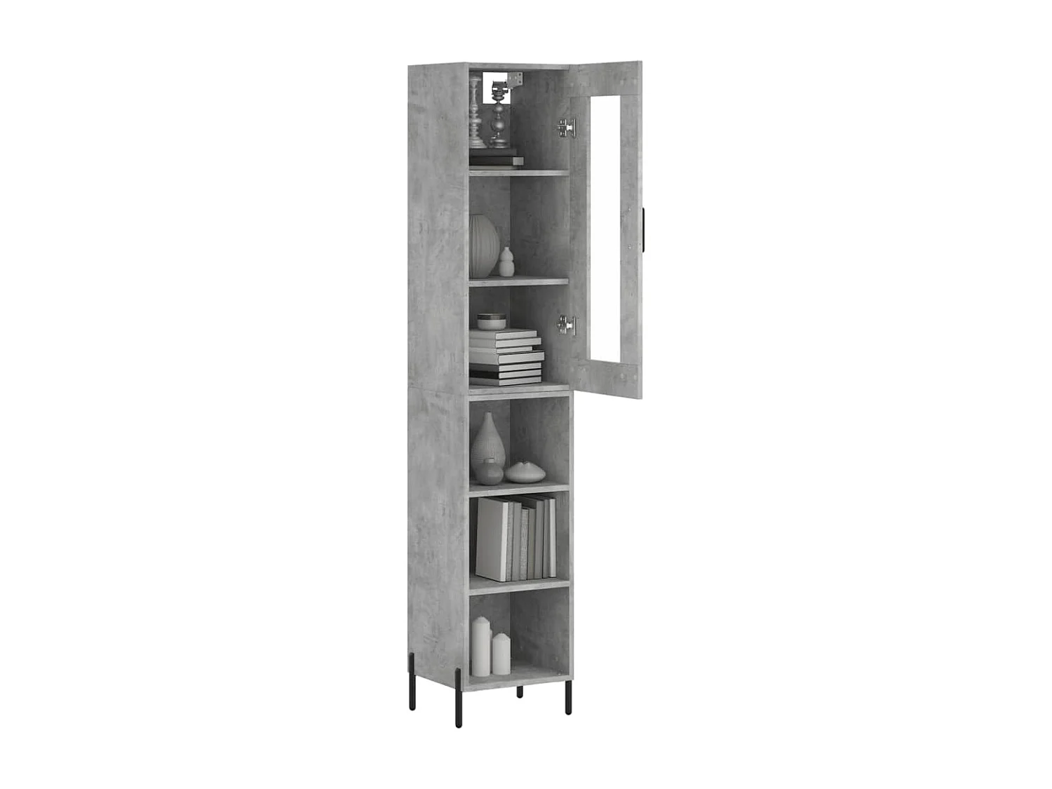 Highboard,Kommode Betongrau 34,5x34x180 cm Holzwerkstoff -gkd783994