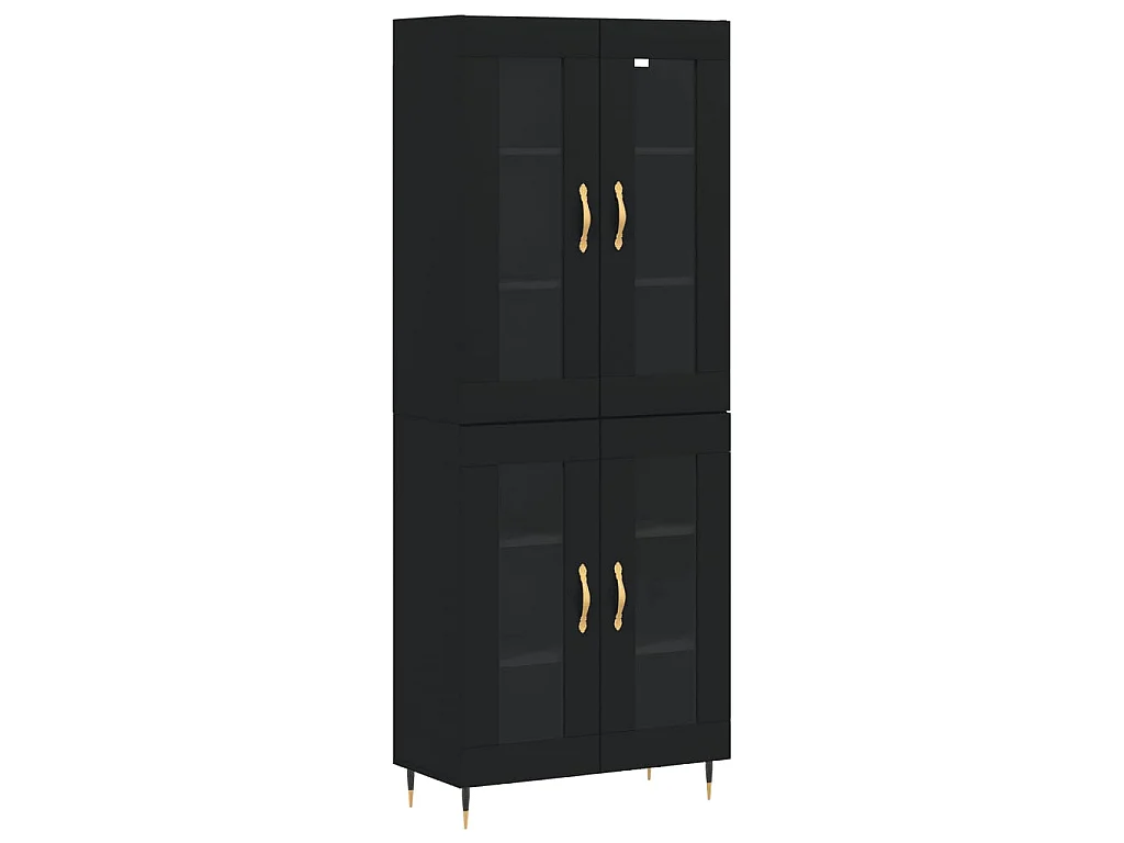 Highboard,Kommode Schwarz 69,5x34x180 cm Holzwerkstoff -gkd370221
