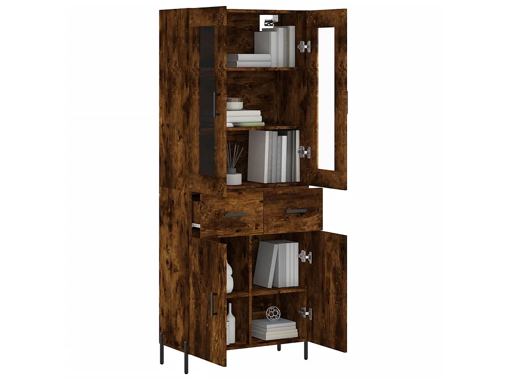 Aparador alto madera contrachapada roble ahumado 69,5x34x180 cm ES53931
