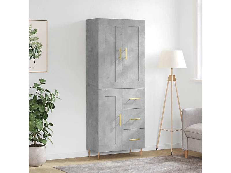 Highboard,Kommode Betongrau 69,5x34x180 cm Holzwerkstoff -gkd660260