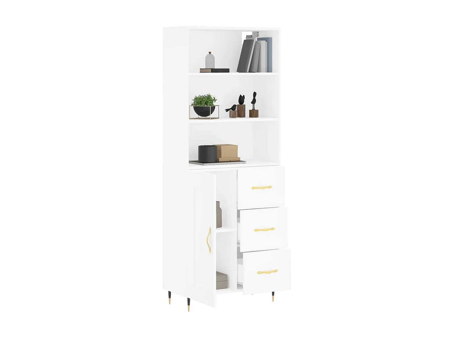 Buffet haut Blanc 69,5x34x180 cm Bois d'ingénierie QWE48524