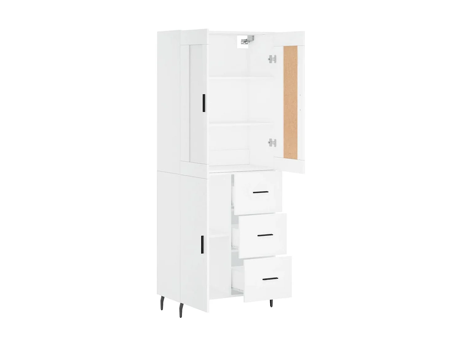 Buffet haut Blanc 69,5x34x180 cm Bois d'ingénierie QWE67020