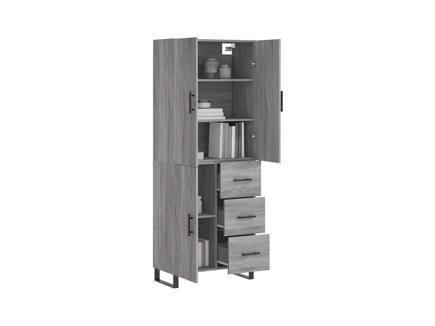 Highboard,Kommode Grau Sonoma 69,5x34x180 cm Holzwerkstoff -gkd247379
