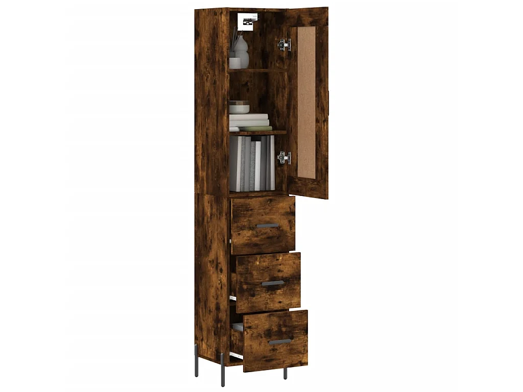 Highboard,Kommode Räuchereiche 34,5x34x180 cm Holzwerkstoff -gkd975552
