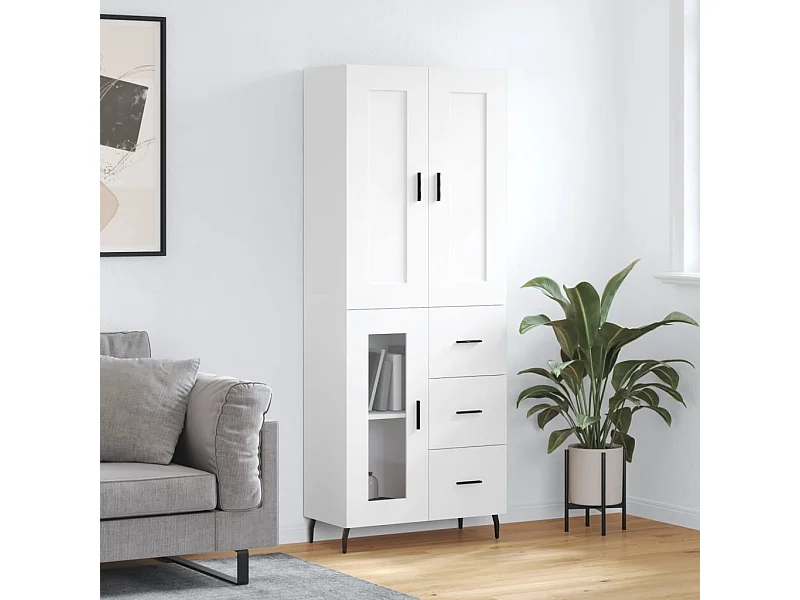 Highboard,Kommode Weiß 69,5x34x180 cm Holzwerkstoff -gkd946263