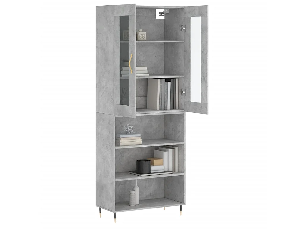 Buffet haut Gris béton 69,5x34x180 cm Bois d'ingénierie QWE42128