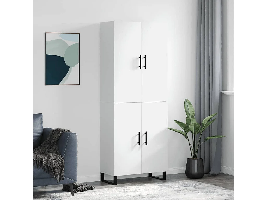 Highboard,Kommode Weiß 69,5x34x180 cm Holzwerkstoff -gkd840679