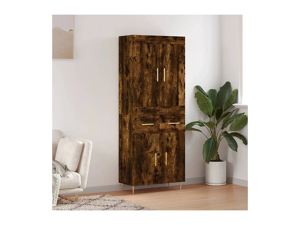 Buffet haut Chêne fumé 69,5x34x180 cm Bois d'ingénierie QWE85848