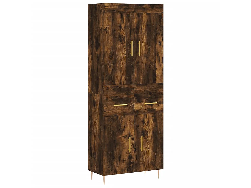 Buffet haut Chêne fumé 69,5x34x180 cm Bois d'ingénierie QWE85848