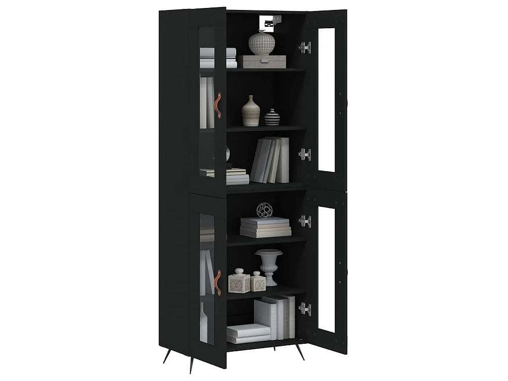 Buffet haut Noir 69,5x34x180 cm Bois d'ingénierie QWE18908