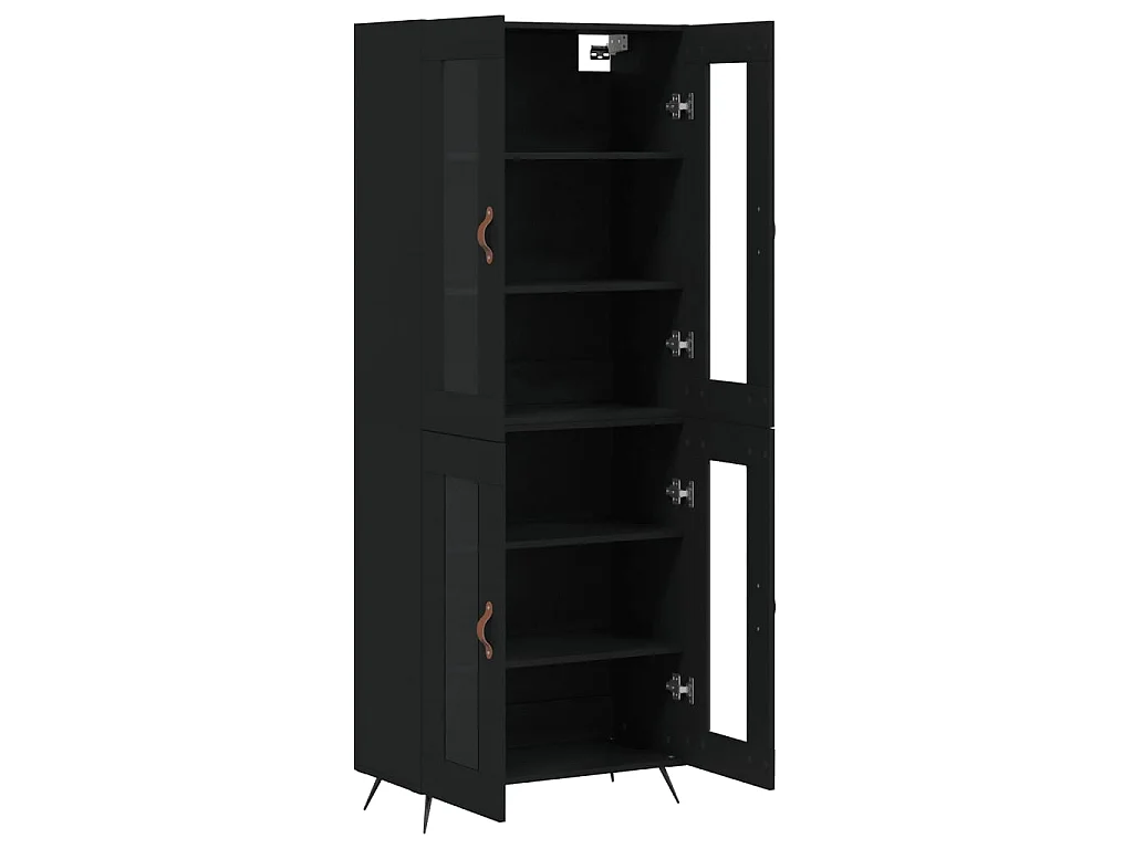 Buffet haut Noir 69,5x34x180 cm Bois d'ingénierie QWE18908