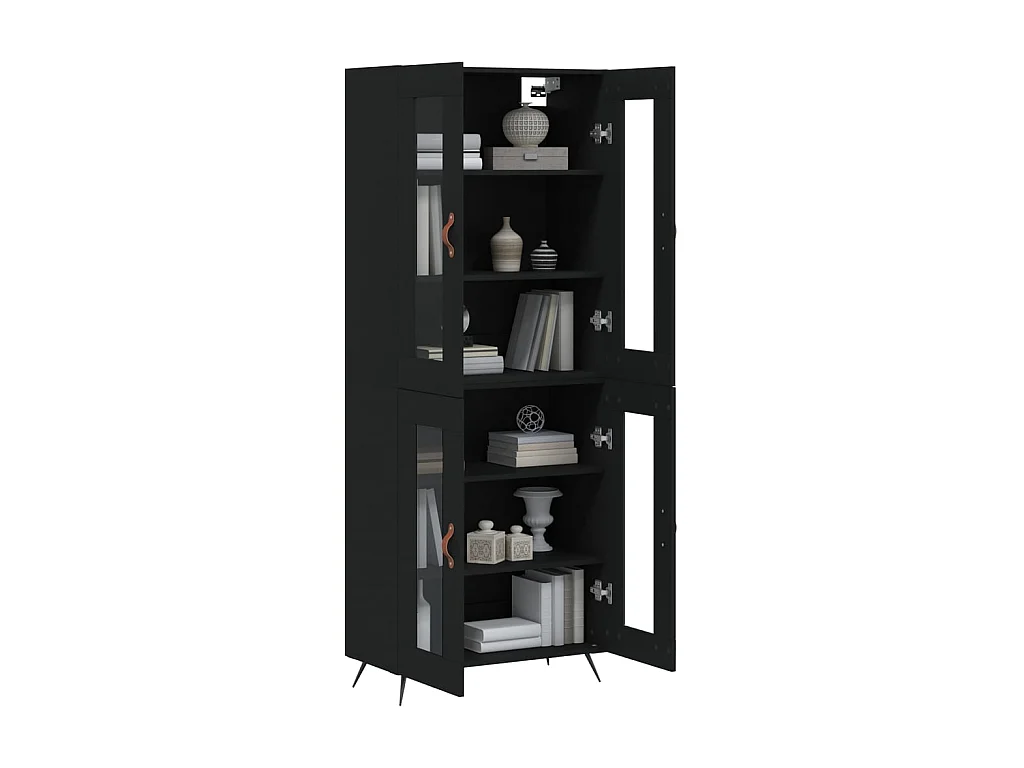 Highboard,Kommode Schwarz 69,5x34x180 cm Holzwerkstoff -gkd964471