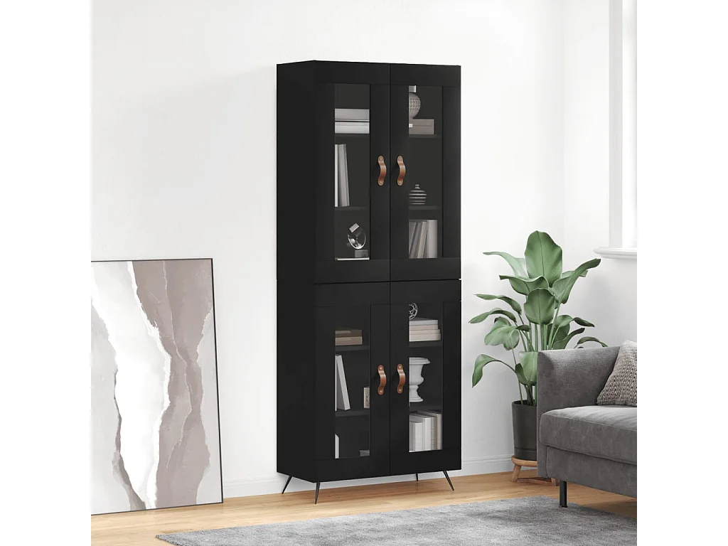 Highboard,Kommode Schwarz 69,5x34x180 cm Holzwerkstoff -gkd964471